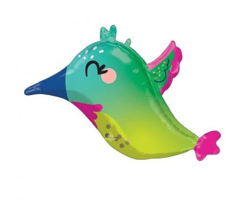 Balon foliowy Junior Shape Colorful Hummingbird 63 cm x 40 cm, zapakowany