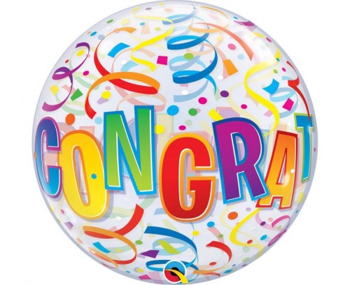 Balon foliowy 22" QL Bubble Poj. Congratulations