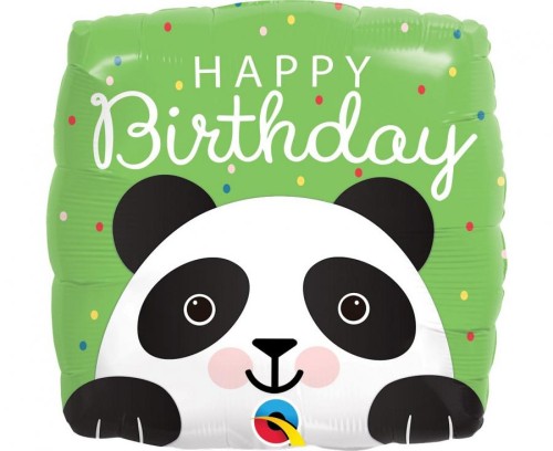 Balon foliowy 18 cali QL SQR BIRTHDAY PANDA