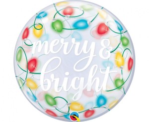 Balon foliowy 22" QL Bubble Poj. Światełka Merry & Bright KK