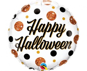 Balon foliowy 18 cali QL RND Happy Halloween,  groszki