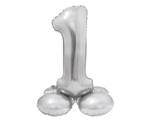 Balon foliowy Smart, Cyfra stojąca 1, srebrna, 72 cm