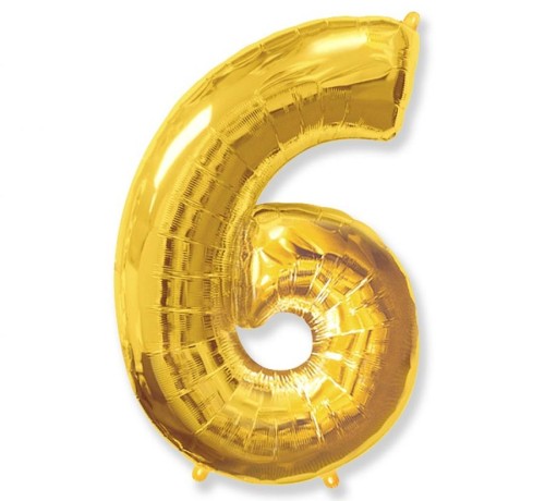 Balon foliowy FX - "Number 6" złoty, 85 cm