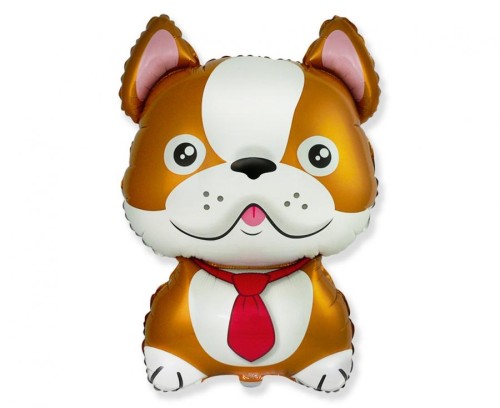 Balon foliowy 24 cale FX - Pies Bulldog, brązowy