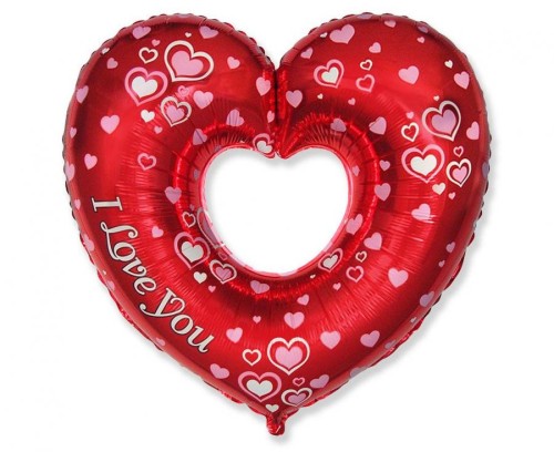 Balon foliowy 14" FX - "Piękne serce - J Love You"
