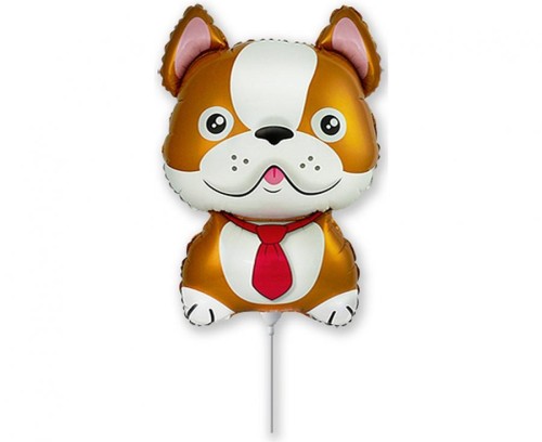Balon foliowy 14 cali FX - Pies Bulldog, brązowy