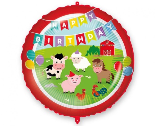Balon foliowy 18" "Happy Birthday Farmyard"