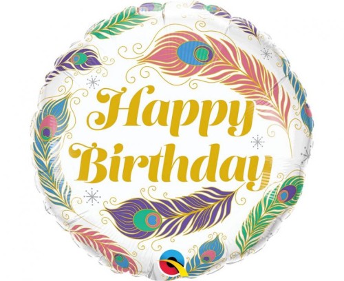 Balon foliowy 18 cali  QL RND Peacock Feathers
