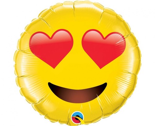 Balon foliowy 28" QL SHP SMILEY FACE WITH HEART EYES