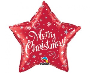 Balon foliowy 20" QL STR "Merry Christmas", czerwony