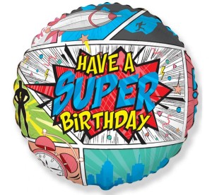 Balon foliowy 18 cali FX - SuperBirthday- COMIC, pakowany