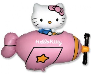 Balon foliowy 24" FX - "Hello Kitty w samolocie", fuksja, pakowany