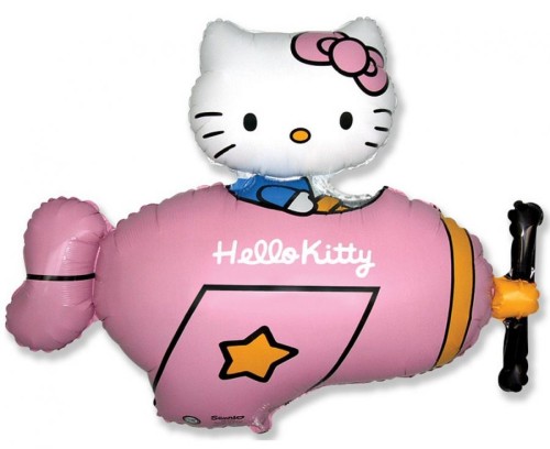Balon foliowy 24" FX - "Hello Kitty w samolocie", fuksja, pakowany