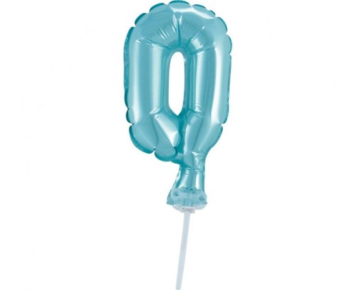 Balon foliowy 13 cm na patyczku "Cyfra 0", błękitna KK