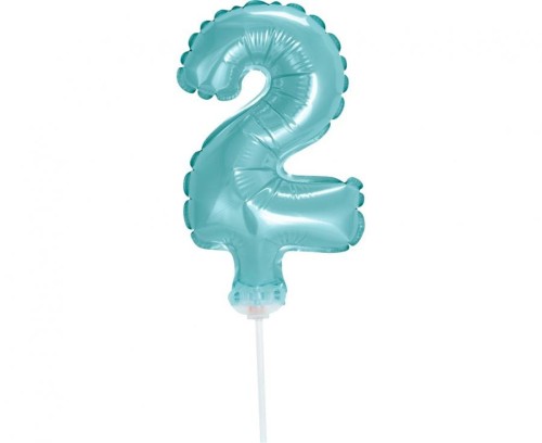 Balon foliowy 13 cm na patyczku "Cyfra 2", błękitna KK