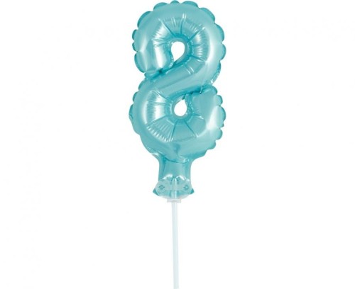 Balon foliowy 13 cm na patyczku "Cyfra 8", błękitna KK