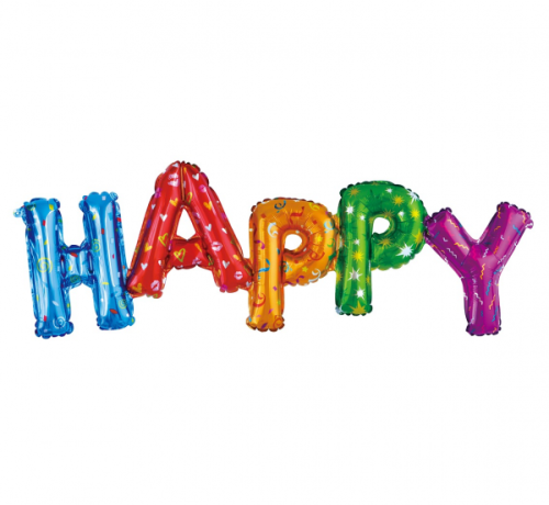 Balon foliowy Napis HAPPY, kolorowy, 95x35 cm