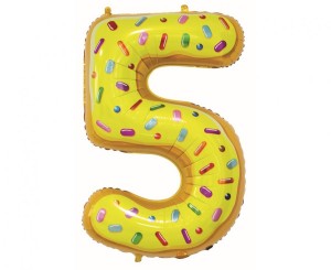 Balon foliowy Cyfra 5, ciasteczko, 78 cm