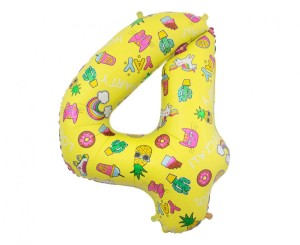 Balon foliowy Cyfra 4, obrazki, 78 cm