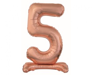 Balon foliowy B&C Cyfra stojąca 5, różowo-złota, 74 cm