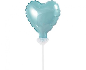Balon foliowy 8 cm serce na patyczku, błękitne