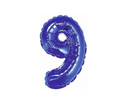 Balon foliowy "Cyfra 9", niebieska, 35 cm KK