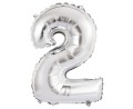Balon foliowy "Cyfra 2", srebrna, 35 cm