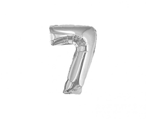 Balon foliowy "Cyfra 7", srebrna, 35 cm