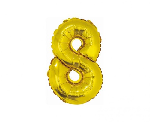 Balon foliowy "Cyfra 8", złota, 35 cm