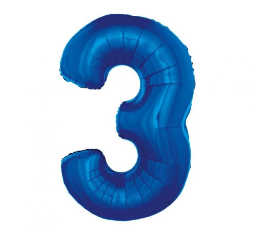 Balon foliowy "Cyfra 3", niebieska, 92 cm