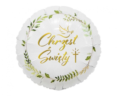 Balon foliowy Chrzest Święty (gołąbek i krzyż), 18"