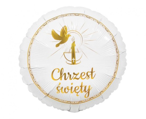 Balon foliowy Chrzest Święty (gołąbek i świeca), 18"