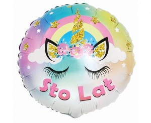 Balon foliowy Pastelowy Jednorożec - Sto Lat, 18"