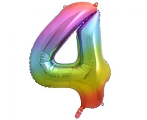 Balon foliowy B&C Cyfra 4, tęczowa, 85 cm