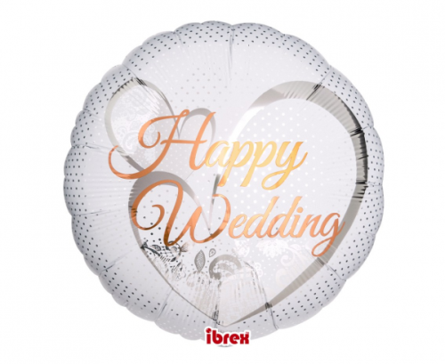 Balon Ibrex Hel, okrągły 14, Happy Wedding Lace White, packed