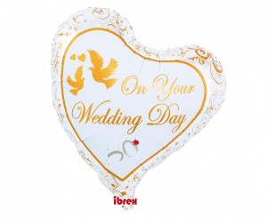 Balon Ibrex Hel, serce Sweet 14, Wedding Doves&Rings, packed