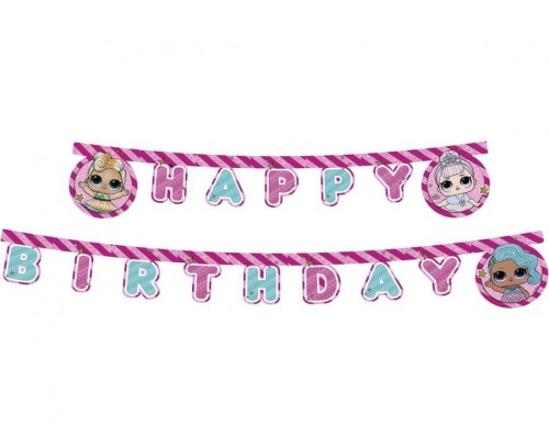 Banner Happy Birthday LOL Glitterati, 210 cm