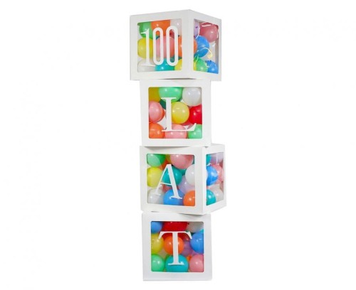 Zestaw pudełek 35 cm na balony z literami 100 LAT, 4 szt. KK