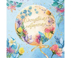 #HKO Kartka okolicznościowa KW BALON W KWIATACH, 1 szt.