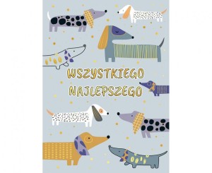 #HKO Kartka okolicznościowa B6 SZARE PSY, 1 szt.