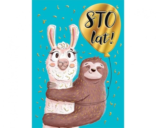 Kartka okolicznościowa B6 Lama z Leniwcem, 1 szt.