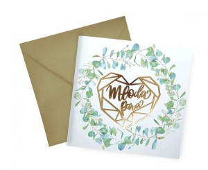 #HKO Kartka okolicznościowa KW ŚLUB LIŚCIE 3D, 1 szt.