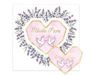 #HKO Kartka okolicznościowa KW ŚLUB LAWENDOWE SERCE, 1 szt.