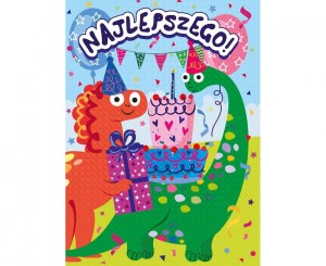 #HKO Kartka okolicznościowa B6 DINOZAURY, 1 szt.