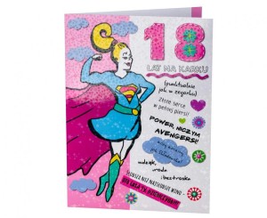 #HKO Kartka okolicznościowa B6 18- nastka DZIEWCZYNA, 1 szt.