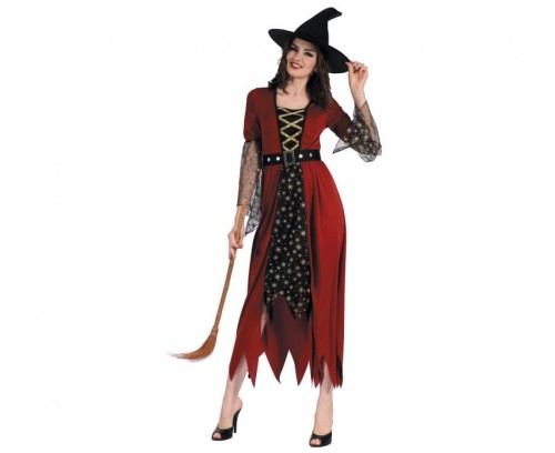 Zestaw dla dorosłych Czerwona Czarownica (sukienka, kapelusz, pasek ), rozm. M