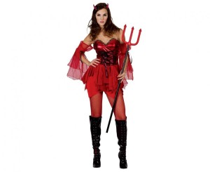 Zestaw dla dorosłych Grzeszna Diablica (sukienka z rękawami, rogi ), rozm. S