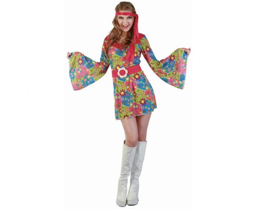 Zestaw dla dorosłych Kwiecista Hipiska (sukienka, opaska, pasek), rozm. S