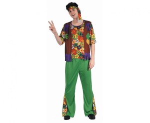 Zestaw dla dorosłych Kolorowy Hipis (opaska, bluzka, spodnie), rozm. 52