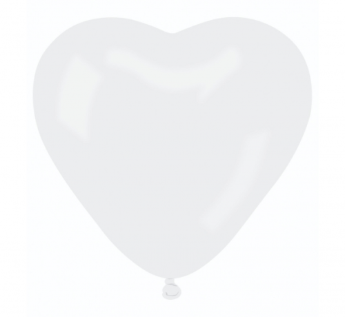 Balony CR17 pastel serca duże - białe 01/ 50 szt.